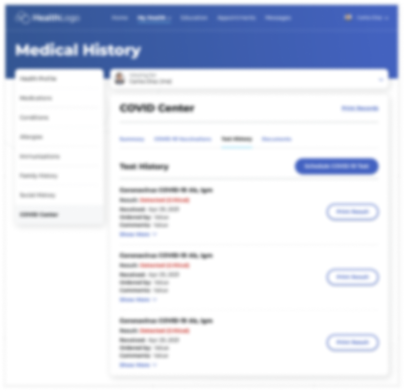 COVID Center vaccination screen
